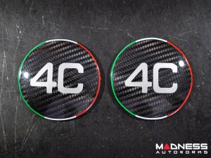 Alfa Romeo 4C Carbon Fiber Badge Cover Kit - Italian Stripe